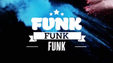 Duman izlerinin üzerindeki funk metnin animasyonu. Sosyal medya ve iletişim arayüzü kavramı dijital olarak oluşturulmuş video.