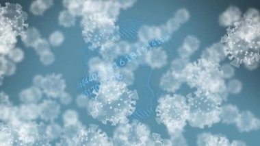 Dünya üzerinde uçan Coperid 19 hücrenin animasyonu. küresel covid 19 salgın, ilaç ve sağlık hizmetleri konsepti dijital olarak oluşturulmuş video.