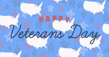 Gaziler Günü animasyonu birden fazla yıldızın üzerinde metin. Vatanseverlik ve kutlama konsepti dijital olarak oluşturulmuş video.