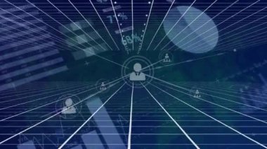 Veri işleme üzerinden bağlantı ağının animasyonu. küresel sosyal medya, bağlantılar ve dijital arayüz konsepti dijital olarak oluşturulmuş video.