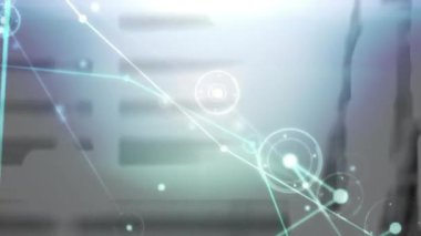 Endüstriyel iç mekanlar üzerindeki bağlantı ağlarının animasyonu. küresel gönderim ve bağlantılar konsepti dijital olarak oluşturulmuş video.