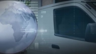 Teslimatçıyla ilgili tüm bağlantıların ve istatistiklerin animasyonu. küresel gönderim ve bağlantılar konsepti dijital olarak oluşturulmuş video.