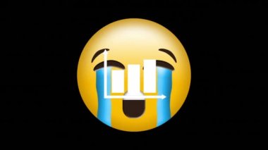 İstatistik üzerine ağlayan emoji ikonu animasyonu. küresel sosyal medya ve iletişim konsepti dijital olarak oluşturulmuş video.