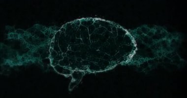 Siyah arka planda insan beyninin dijital modelinin animasyonu. küresel tıp, sağlık ve teknoloji konsepti dijital olarak üretilen video.