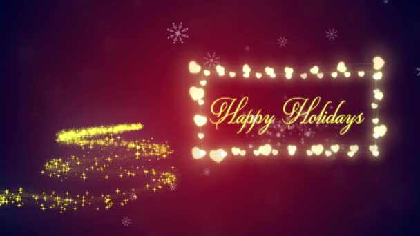 赤い背景に幸せな休日のテキストのアニメーション クリスマス お祝いのコンセプトをデジタルで — ストック動画