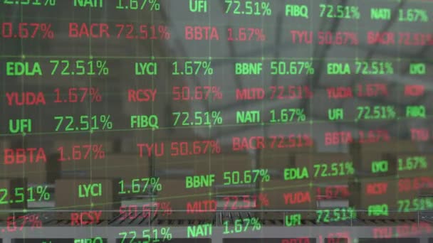 Animation Traitement Des Données Financières Sur Boîtes Carton Sur Bandes — Video