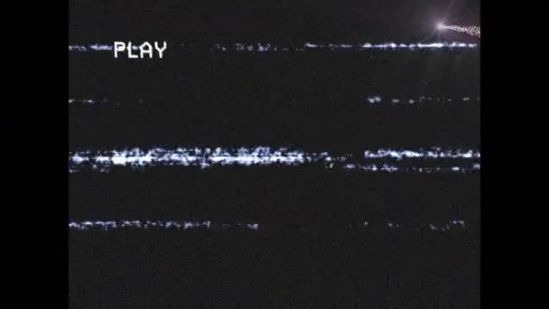 Animazione Dello Schermo Riproduzione Con Interferenze Fuochi Artificio Rosa Sfondo — Video Stock