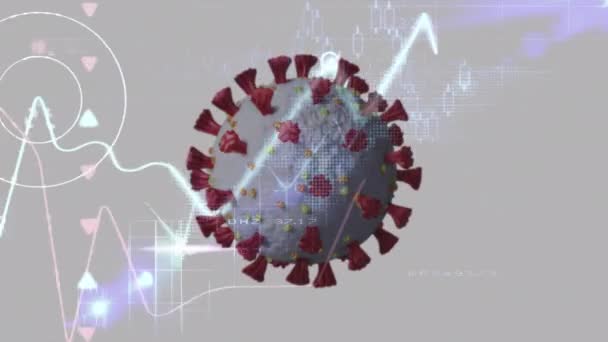 Animación Covid Celda Procesamiento Estadísticas Global Covid Pandemia Concepto Procesamiento — Vídeos de Stock