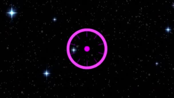 Animación Visor Circular Color Rosa Girando Sobre Estrellas Brillantes Sobre — Vídeo de stock