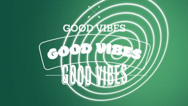 Animation Vibes Text Green Background Social Media Communication Interface Concept — Stock Video