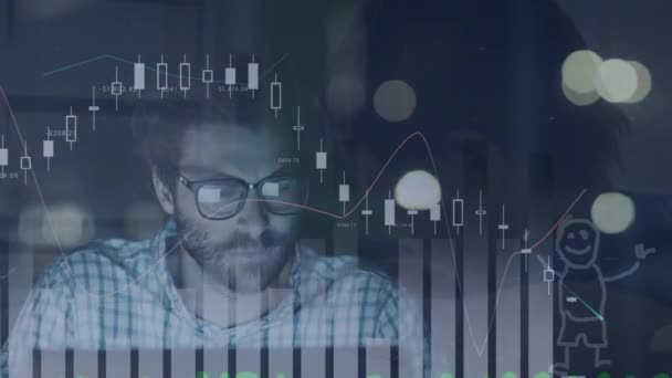 Animação Estatísticas Processamento Dados Sobre Sorteio Familiar Conceito Conexões Globais — Vídeo de Stock