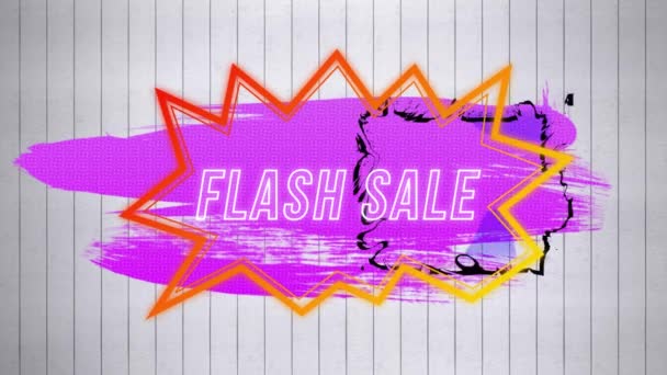 Animação Texto Venda Flash Bolha Fala Retro Sobre Fundo Abstrato — Vídeo de Stock