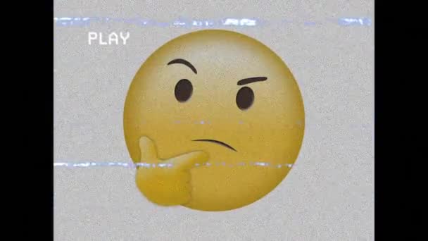 Ekranın Üzerinde Kargaşa Yaratan Bir Emoji Simgesi Düşünmenin Animasyonu Küresel — Stok video