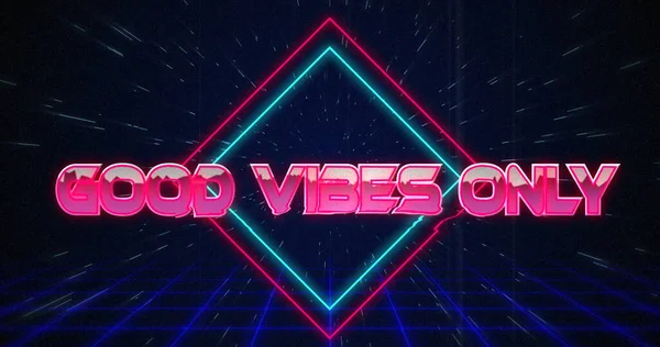 Bild Von Retro Good Vibes Nur Text Der Über Blaue — Stockfoto