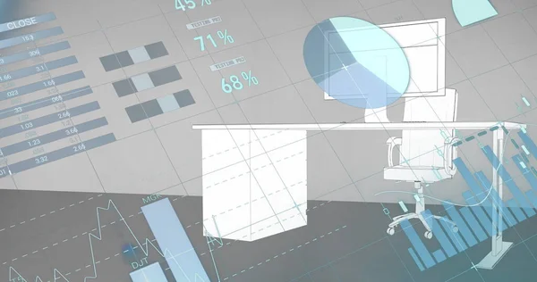 Imagem Processamento Dados Financeiros Com Estatísticas Sobre Mesa Com Computador — Fotografia de Stock