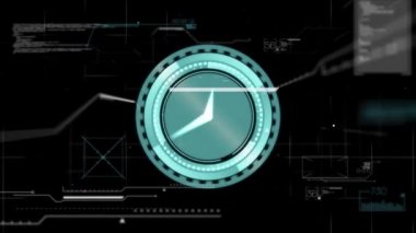 Dijital arayüzün üzerindeki saatin animasyonu. küresel sağlık, ilaç ve sağlık hizmetleri kavramı dijital olarak üretilen video.