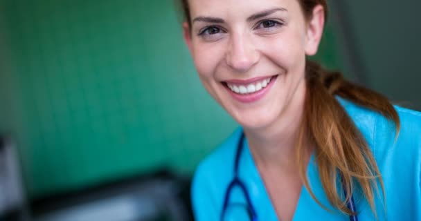 Animación Agradecimiento Texto Sobre Mujer Médico Sonriendo Concepto Mundial Medicina — Vídeos de Stock