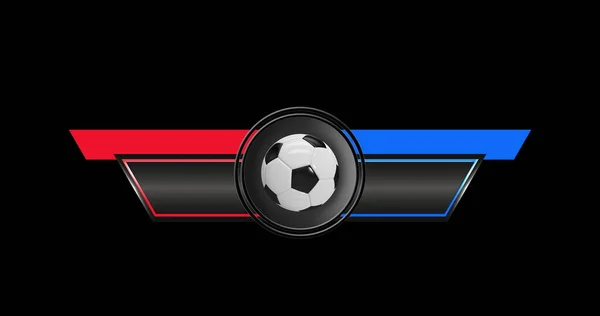 Digital image of Sports Breaking News Broadcast with soccer ball with copy space on black background