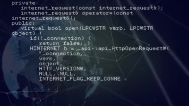 Siyah arkaplan üzerinde bağlantı ağlarının, dünya ve veri işleme ağının animasyonu. küresel bağlantılar, dijital arayüz, dijital olarak oluşturulan veri işleme konsepti.