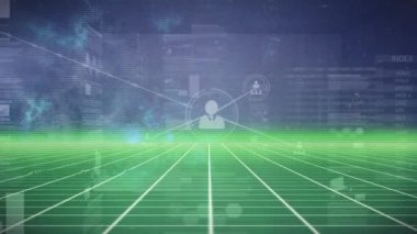 Veri işleme üzerinden bağlantı ağının animasyonu. küresel sosyal medya, bağlantılar ve dijital arayüz konsepti dijital olarak oluşturulmuş video.