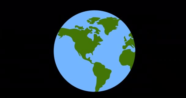 Animação Reciclagem Texto Logotipo Sobre Globo Fundo Preto Conceito Conservação — Vídeo de Stock