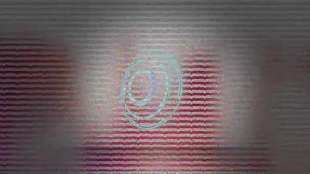 Animation Grey Lines Interference Circular Scanner Blurred Red Shapes Communication — Stock Video