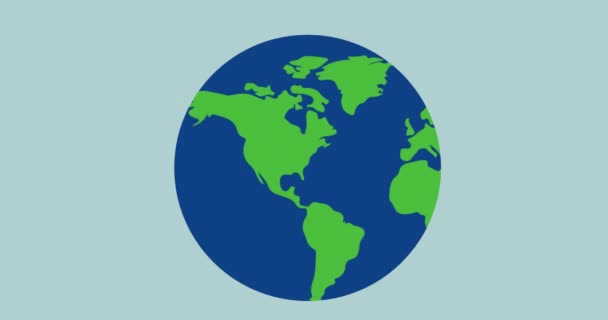 Animation Ecology Earth Day Text Logo Globe Blue Background Global — Stock Video