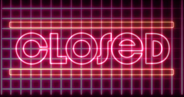 Image Word Closed Pink Neon Letters Moving Grids Black Background — Stock Photo, Image