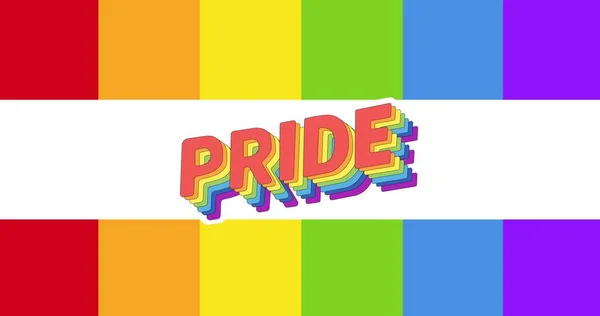 虹の縞模様の背景に虹の誇りテキスト Lgbtq誇りと平等のお祝いの概念デジタル生成されたビデオ — ストック写真
