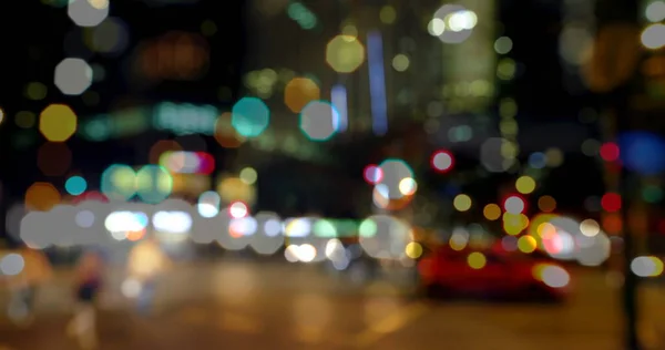 Bild Des Straßenverkehrs Der Stadt Bei Nacht Mit Verschwommenem Stadtlicht — Stockfoto