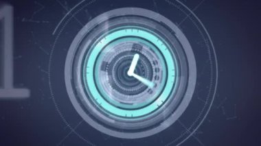 İkili veri işleme üzerine saat animasyonu. İletişim, bağlantı ve arayüz teknolojisi konsepti dijital olarak oluşturulmuş video.