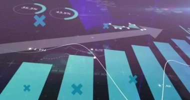 Siyah arkaplanda veri işleme animasyonu. küresel iş, bağlantılar, veri işleme ve teknoloji konsepti dijital olarak oluşturulmuş video.