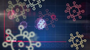 İstatistik kaydı olan 19 hücrenin animasyonu. küresel covid 19 salgın ve veri işleme konsepti dijital olarak oluşturulmuş video.