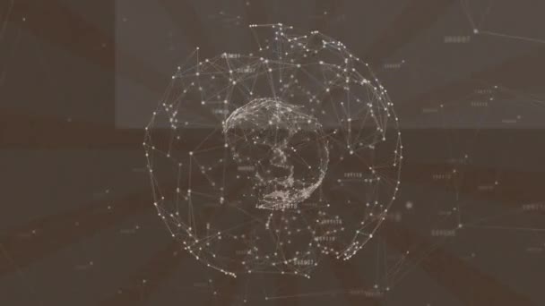 Animation Des Rotierenden Globus Mit Netzwerk Von Verbindungen Über Den — Stockvideo