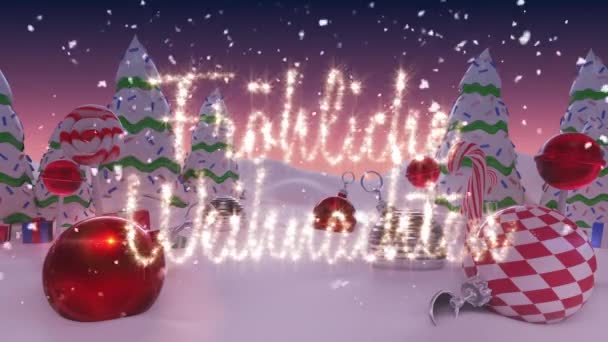 Animation Des Salutations Saison Noël Sur Les Paysages Hiver Avec — Video
