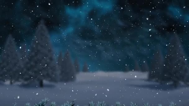 Κινούμενο Χιόνι Πέφτει Κατά Διάρκεια Του Χειμερινού Τοπίου Χριστούγεννα Παράδοση — Αρχείο Βίντεο