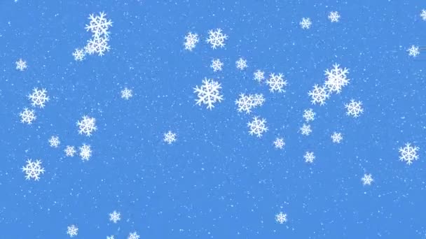 Animazione Neve Che Cade Sopra Cielo Blu Natale Inverno Concetto — Video Stock