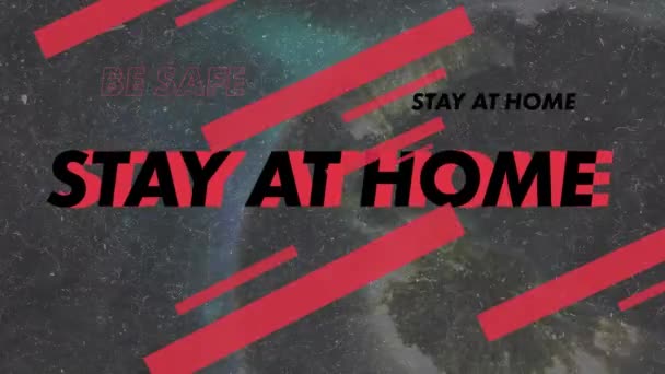 Animation Stay Home Text Network Connections Global Covid Pandemic Medicine — Stock Video