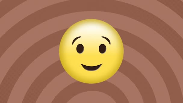 Animación Emoji Feliz Sobre Fondo Rayado Concepto Redes Sociales Comunicación — Vídeo de stock