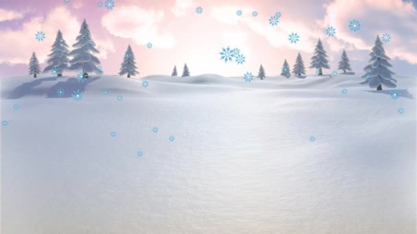 Animation Von Schnee Der Über Die Winterlandschaft Fällt Weihnachten Winter — Stockvideo