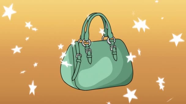 Animation Handbag Icon Orange Background Fashion Accessories Background Pattern Concept — Stock Video