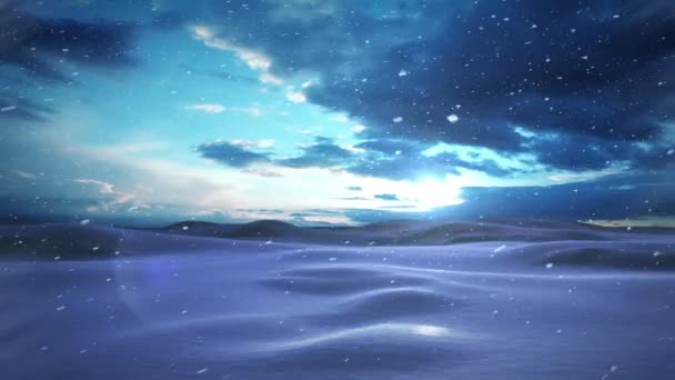 Animazione Neve Che Cade Sul Paesaggio Invernale Natale Tradizione Concetto — Video Stock