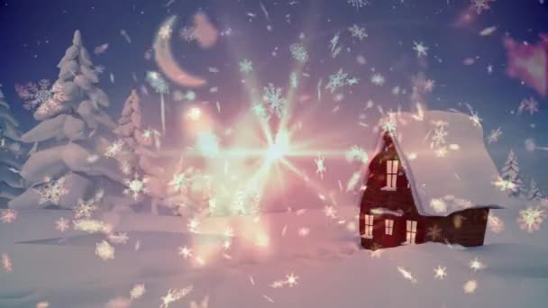 Animación Cerda Cayendo Sobre Iglú Paisaje Invernal Texto Suscrito Navidad  — Vídeo de stock © vectorfusionart #517244976