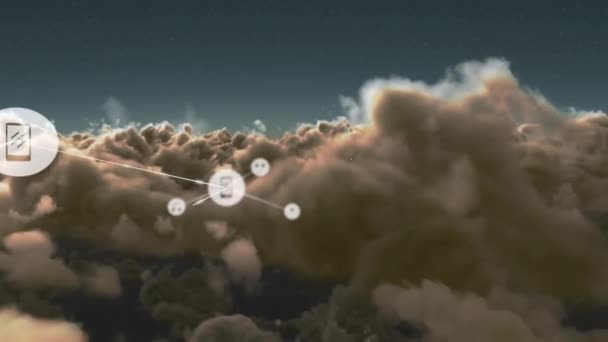 Animación Red Conexiones Con Iconos Sobre Nubes Conexiones Globales Interfaz — Vídeo de stock