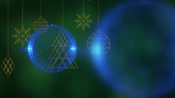 Animation Der Weihnachtsdekoration Auf Grünem Hintergrund Weihnachten Tradition Und Festkonzept — Stockvideo