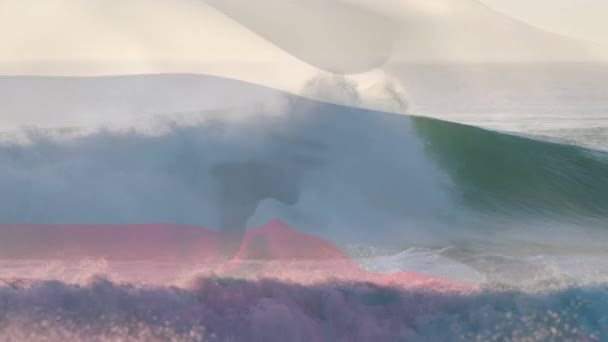 Animación Bandera Eslovaquia Que Sopla Sobre Paisaje Marino Playa Viajes — Vídeos de Stock