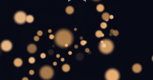 Animazione Stelle Cadenti Macchie Luminose Sfondo Nero Natale Inverno Tradizione — Video Stock