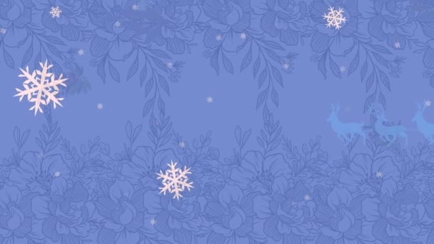 Mavi Arka Planda Yağan Karın Animasyonu Noel Gelenek Kutlama Konsepti — Stok video