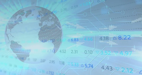 Imagen Datos Información Movimiento Con Gráficos Sobre Globo Girando Concepto — Foto de Stock