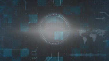 Veri işleme ve bağlantı ağının animasyonu. çevrimiçi video oyunu ve dijital arayüz kavramı dijital olarak oluşturuldu.